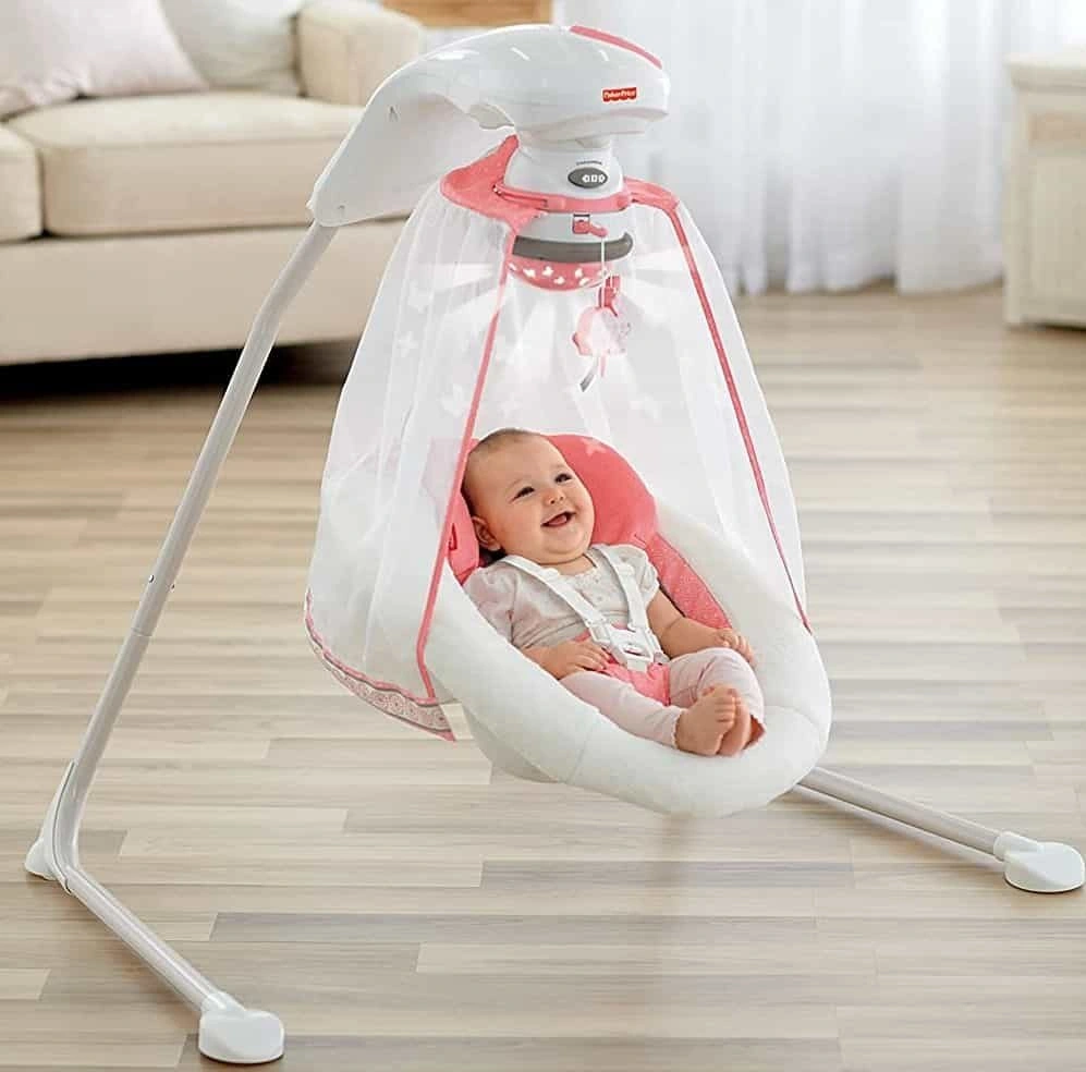 Leagănul electric Flori de coral (Coral Floral) Fisher Price Starlight Cradle Swing