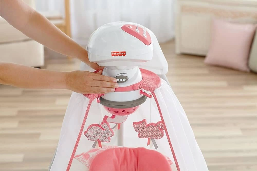 Leagănul electric Flori de coral (Coral Floral) Fisher Price Starlight Cradle Swing